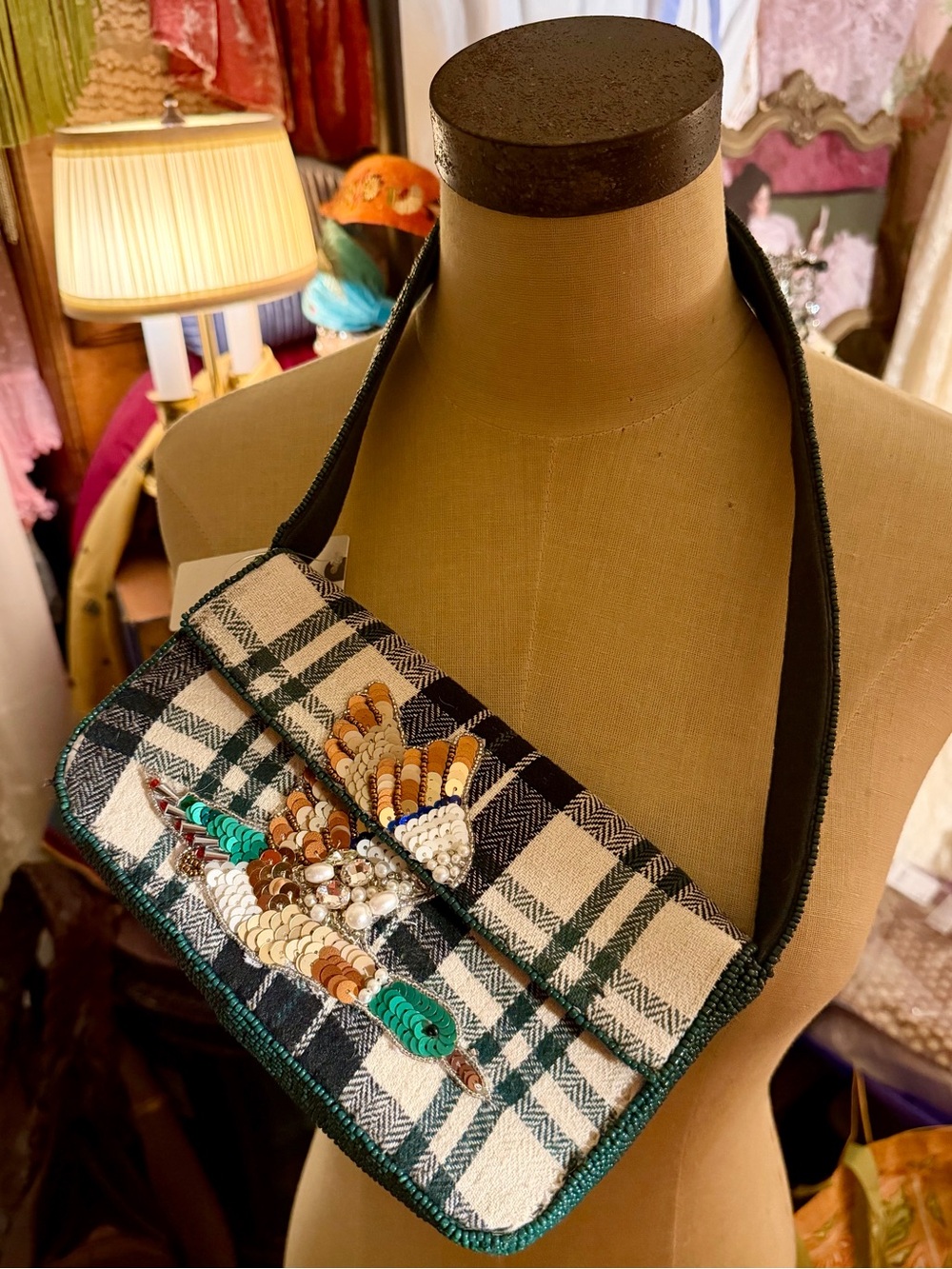 Anthropologie Fiona Beaded Bag ~ Mallard
